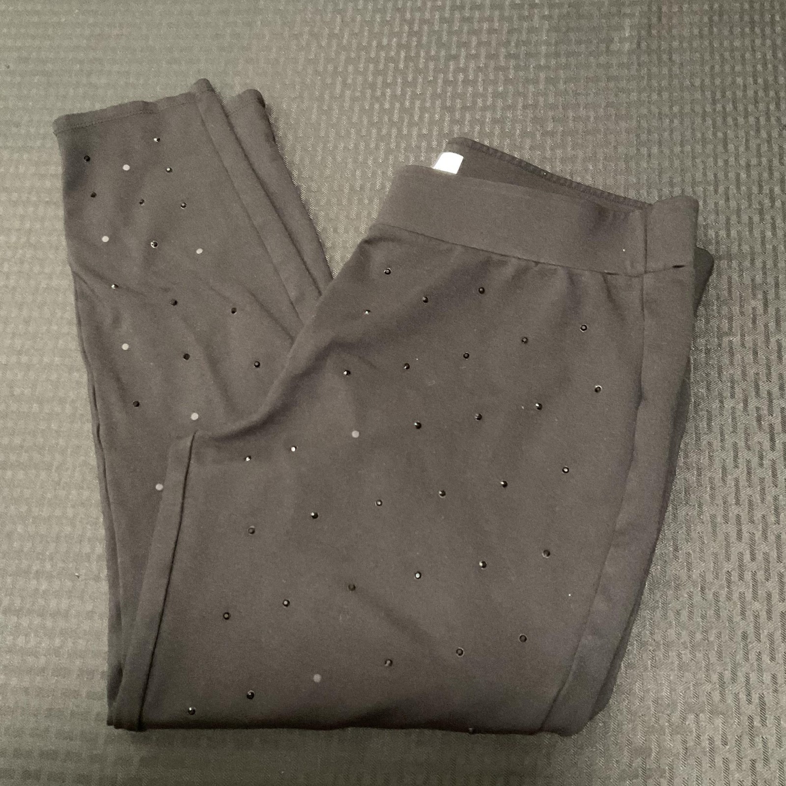 Magaschoni Pants Womens Xl Black Ponte Rhinestone Pull On Slim Leg Party Casual